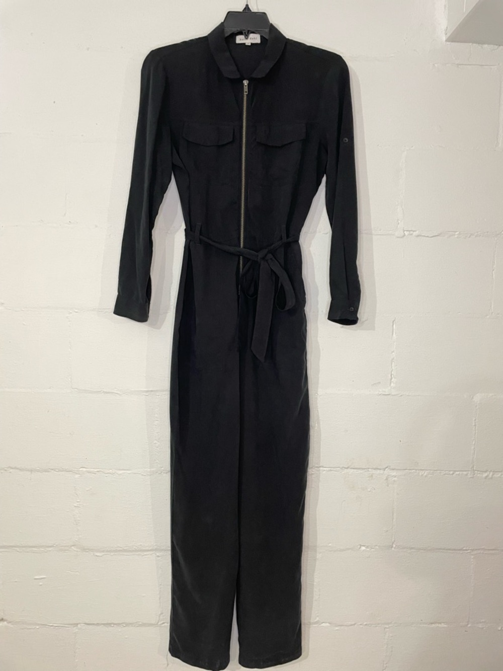 Bella Dahl Black Long-Sleeve Zip-Front Jumpsuit
